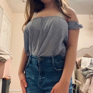 Blue off the shoulder top